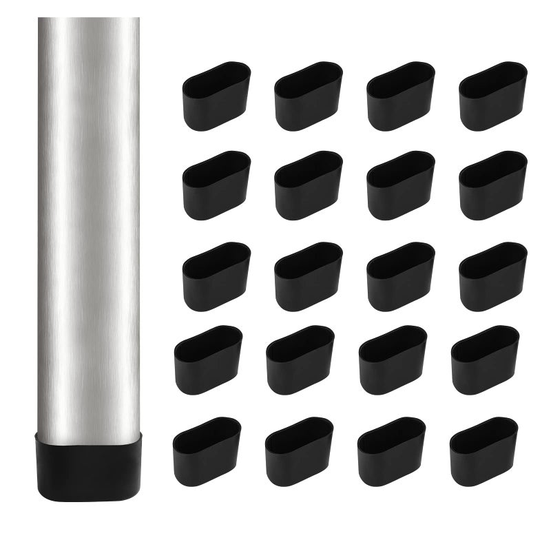 Masendelk Oval Furniture Leg Protectors 1.57"" x 0.79"", Masendelk 24 Pack Black Chair Leg Caps Wood Floor Protectors, 40 x 20mm PVC Chair Leg Covers - Image 1